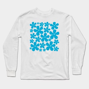 Blue floral flowers pattern design Long Sleeve T-Shirt